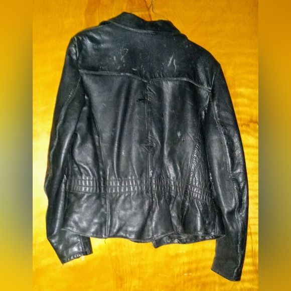 Vintage 70s AMF Harley Davidson Leather Motorcycle Jacket Size 42 Black - Picture 6 of 6